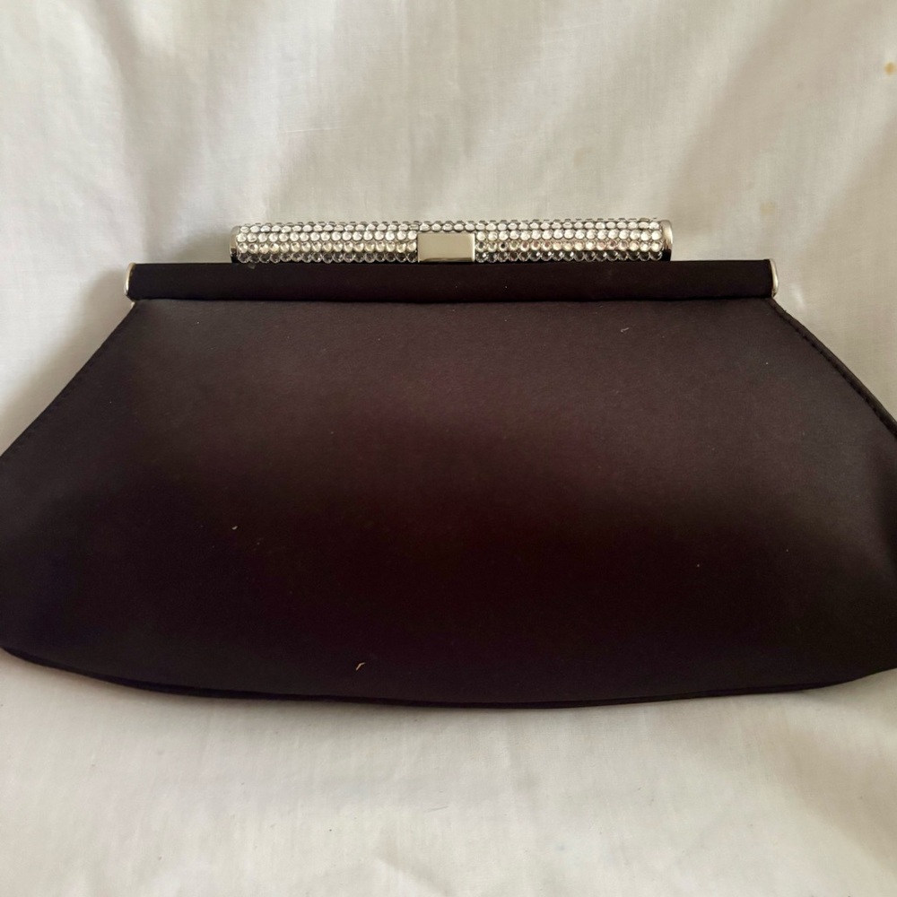 Chic Black Clutch with Silver Detailing